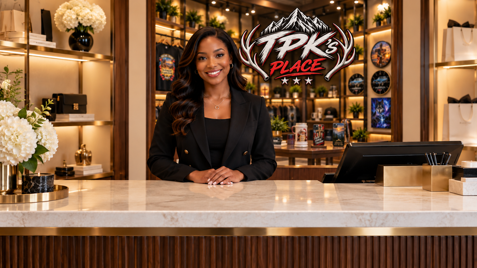 Virtual female associate at the TPK’s Place checkout counter